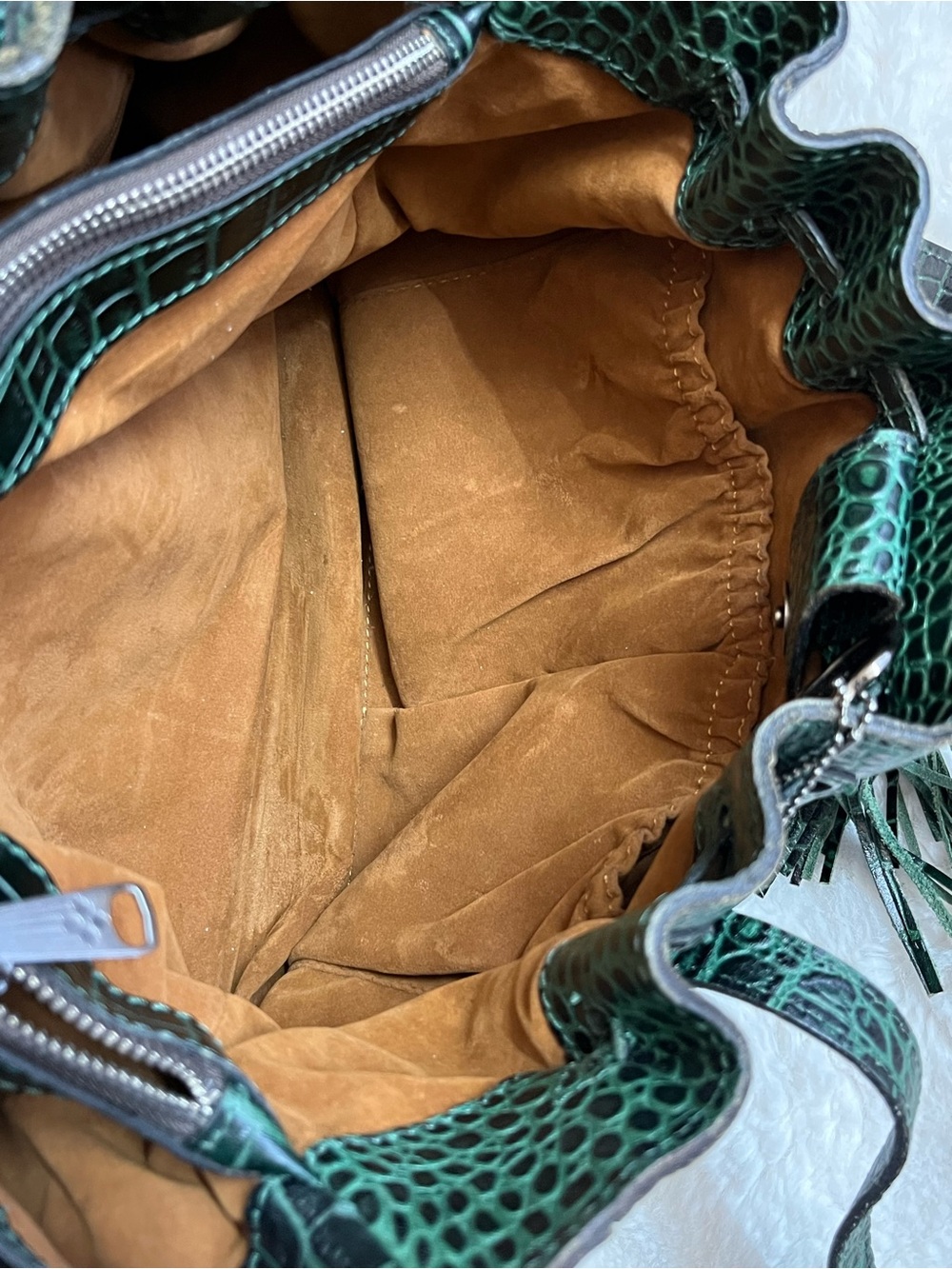 Patricia Nash Dark Green Croc-Embossed Tote with Tassel Charm - Picture 12 of 16